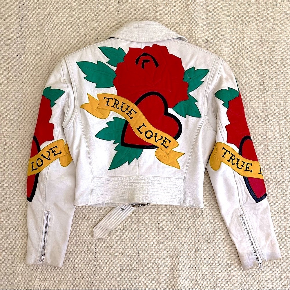 White Vintage TRUE LOVE Leather Jacket 🌹